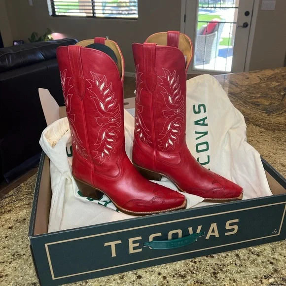 Tecovas | The Annie Eagle 🦅 🇺🇸 Barn Red Cowhide | Genuine Ostrich | 11B - Picture 6 of 17